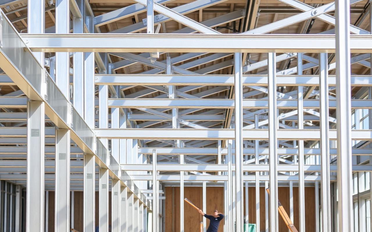 Light gauge steel framing on a Canadian construction site installed by BuildPulse Construction